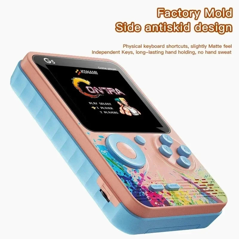 Console de jeux portable G5 avec 500 jeux rétro classiques, écran 3 pouces, manette de jeu portable, batterie rechargeable 1020 mAh, cadeau idéal pour les fêtes