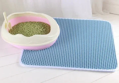 Tapis de litière double couche pour chat — Étanche, antidérapant et facile à nettoyer