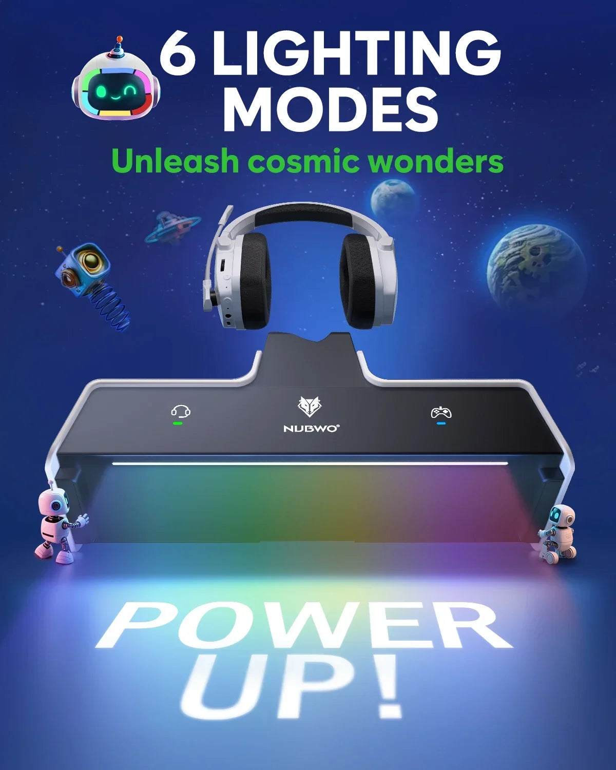 Casque gamer NUBWO G06 – Station de charge incluse, longue autonomie.