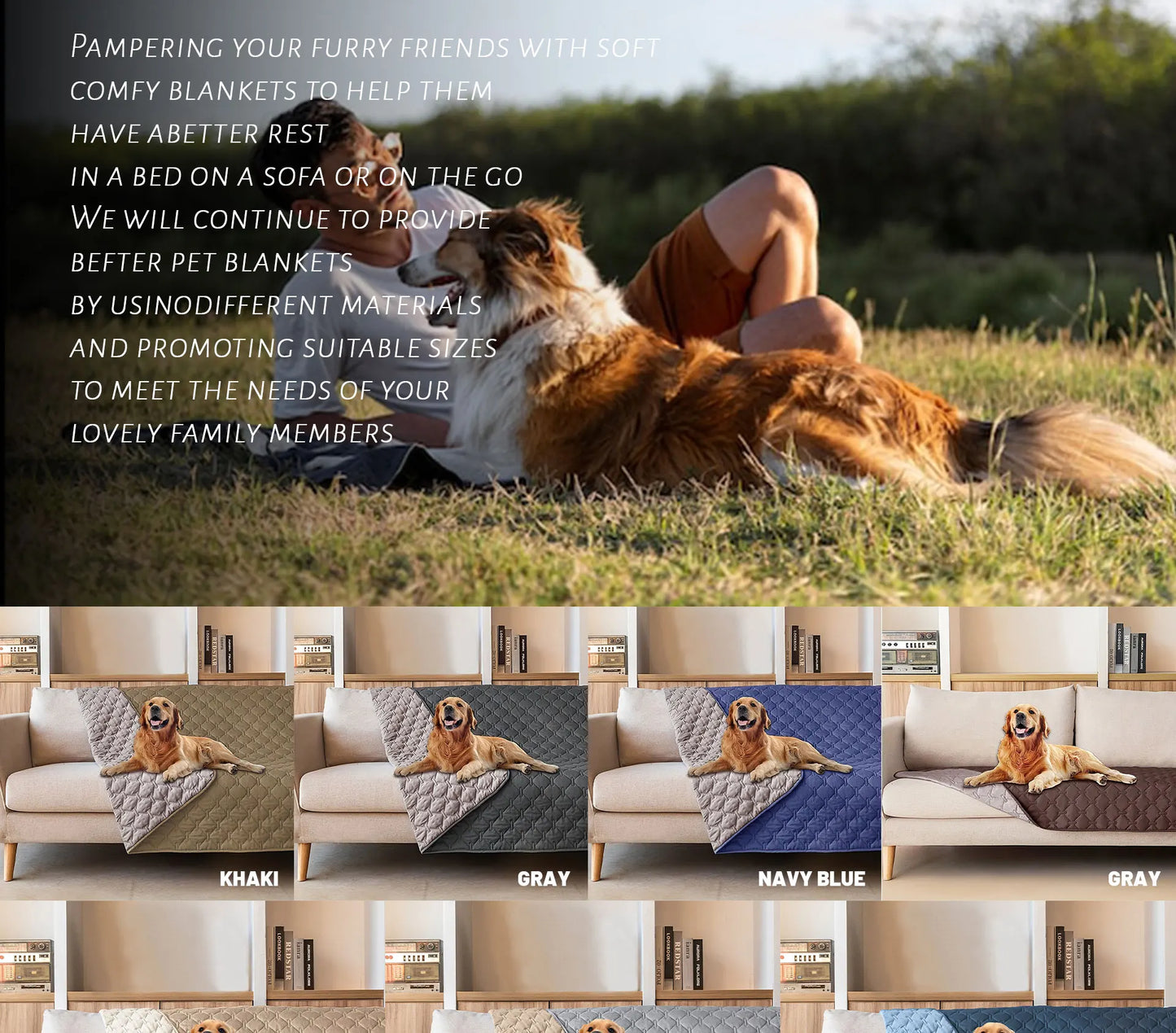Housse de couchage pour chien réversible 100 % double face, idéale pour protéger canapé, fauteuil et meubles des animaux de compagnie (enfants, chiens et chats).