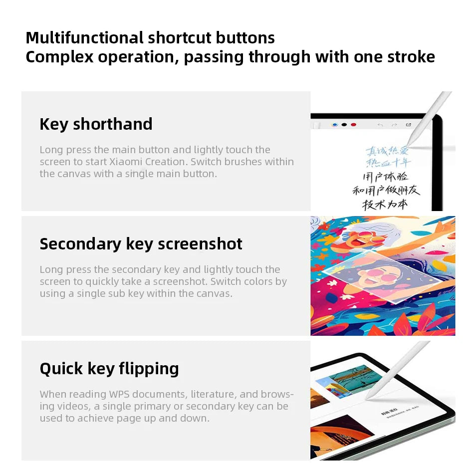 Stylet intelligent Redmi pour tablette Redmi Pad Pro : faible latence de 5 ms, fréquence de rafraîchissement de 240 Hz, idéal pour le dessin et l’écriture.