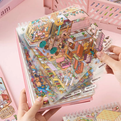 Livre d’autocollants miniatures Sunny Town — 49 pièces créatives Mr Paper