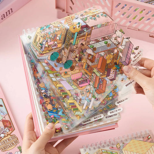 Livre d’autocollants miniatures Sunny Town — 49 pièces créatives Mr Paper