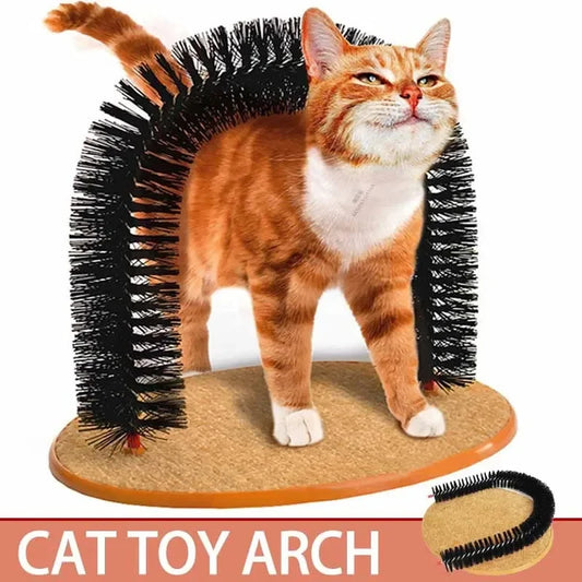 Arche de toilettage pour chat : chouchoutez votre félin avec une brosse de massage et un griffoir. Jouet interactif pour chats.