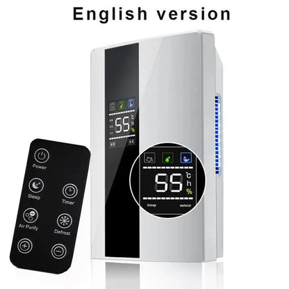 Déshumidificateur et purificateur d'air intelligent 2 en 1 avec filtre HEPA H13, ultra-silencieux (25 dB) pour grandes chambres/sous-sols, télécommande/minuterie/mode automatique