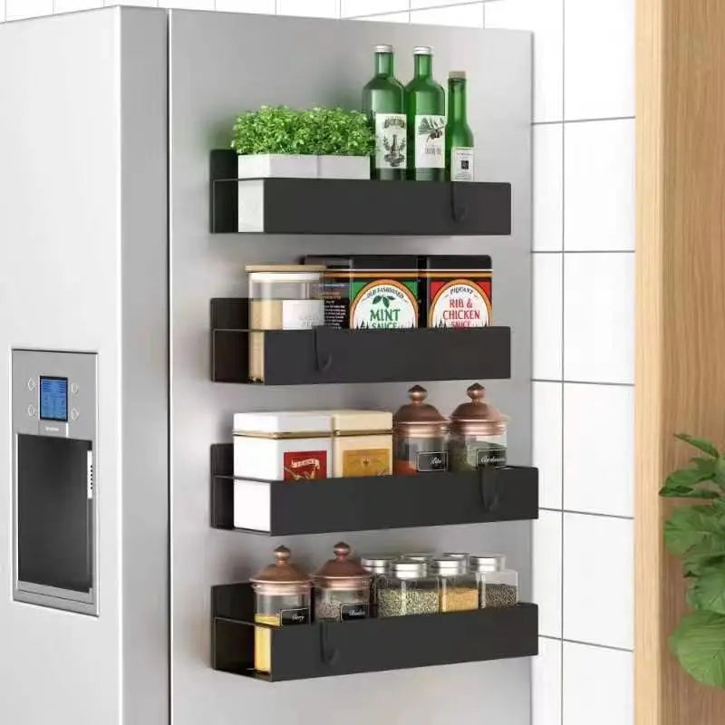 Étagère magnétique pour frigo – rangement épices gain de place.