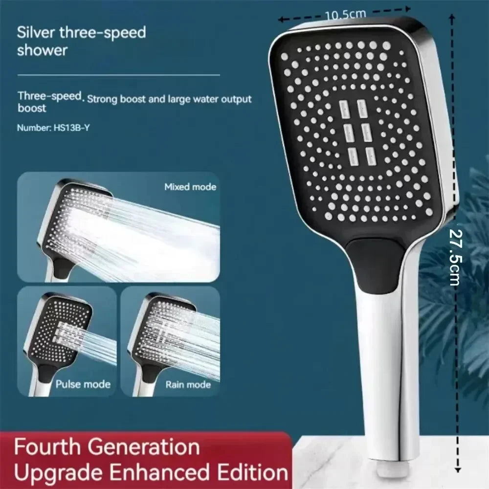 Pommeau de Douche 3 Modes – Pression Maximale, Éco & Relaxation, Accessoires Inclus
