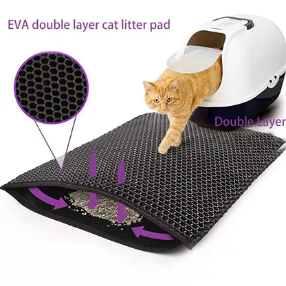 Tapis de litière double couche pour chat — Étanche, antidérapant et facile à nettoyer