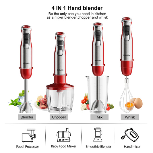 Mixeur Plongeant Haute Puissance BioloMix – 4 Fonctions, Lames Inox et Gobelet à Smoothie