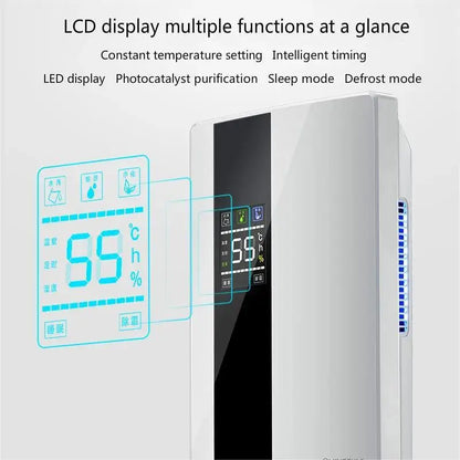 Déshumidificateur et purificateur d'air intelligent 2 en 1 avec filtre HEPA H13, ultra-silencieux (25 dB) pour grandes chambres/sous-sols, télécommande/minuterie/mode automatique