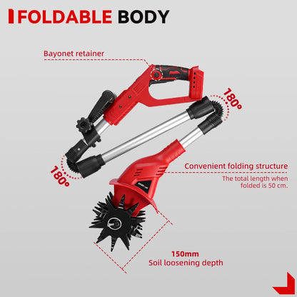 Motoculteur Électrique ONEVAN 1600W Sans Fil – Puissant, Silencieux, Idéal pour Jardin et Potager (Brushless + Double Lame)