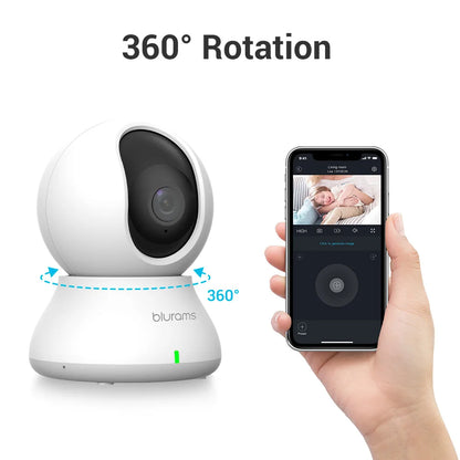 Caméra de surveillance pour bébé 2K HD avec détection de mouvement et audio bidirectionnel, installation facile, image nette de jour comme de nuit.