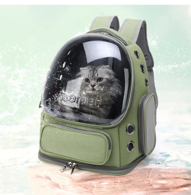 Sac à dos capsule transparent pour chat et petit chien — Confort & visibilité