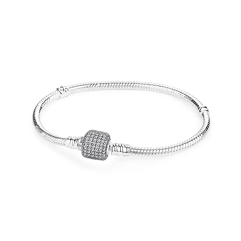 Bracelet jonc en argent 925 avec breloque cœur — Élégance intemporelle