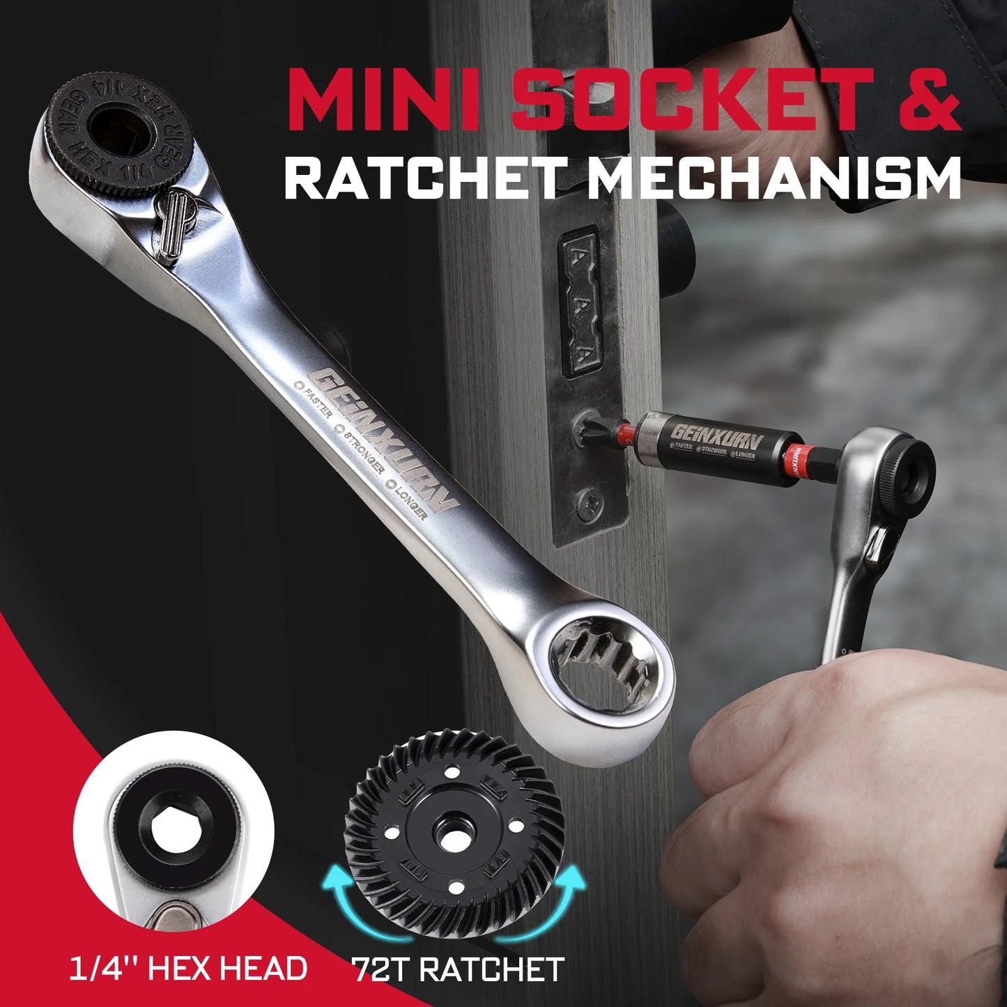 Ensemble d’outils Geinxurn 58Pcs emballé avec des embouts de tournevis à percussion, un mini sécélage, une perceuse à pas, un adaptateur de prise et un porte-embout pour le bricolage
