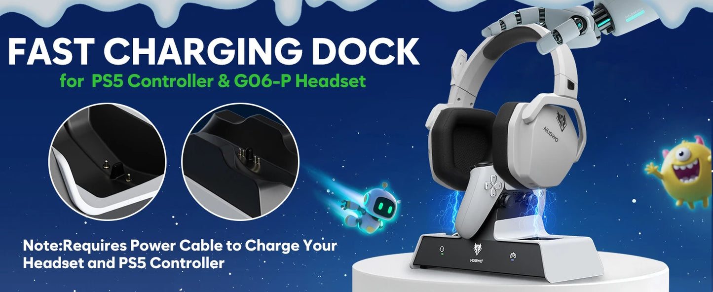 Casque gamer NUBWO G06 – Station de charge incluse, longue autonomie.