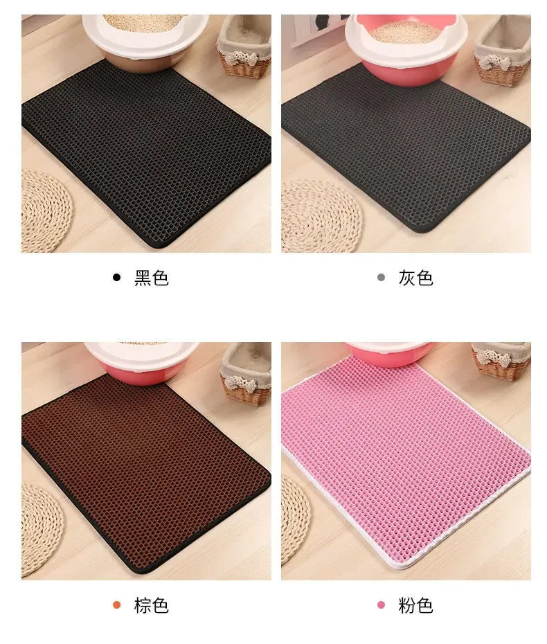 Tapis de litière double couche pour chat — Étanche, antidérapant et facile à nettoyer