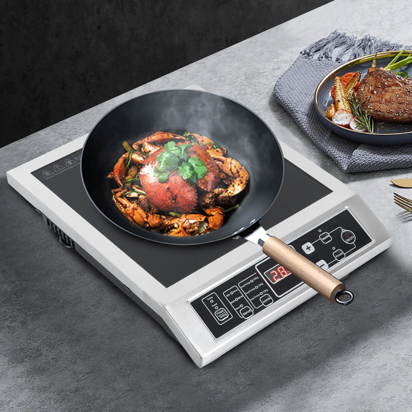 Plaque de cuisson à induction 3500 W, réglable, professionnelle, avec technologie de chauffage IGBT