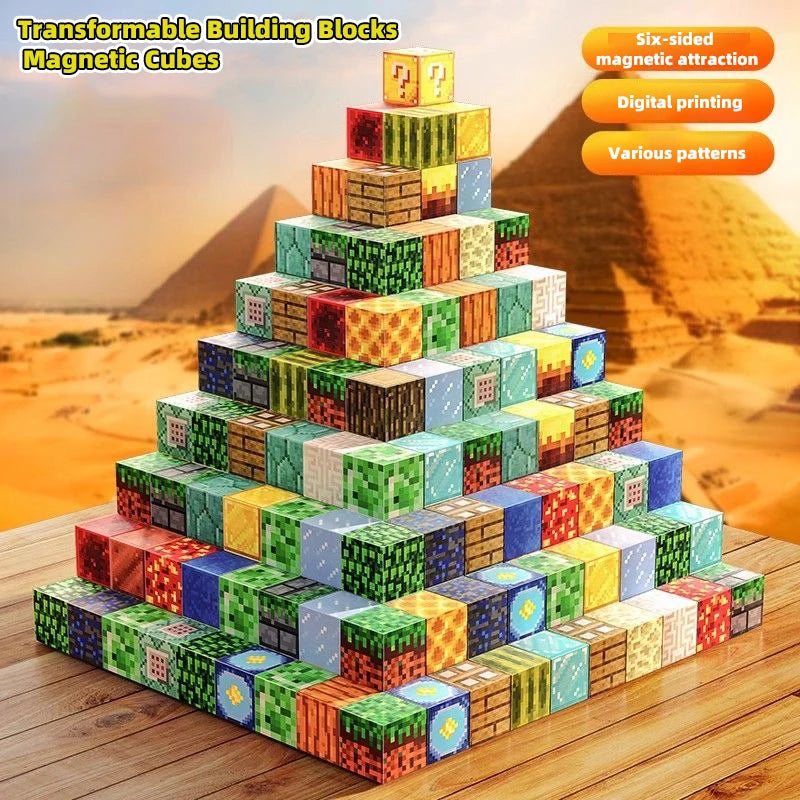 Jeu de construction magnétique minecraft, ensemble complet de blocs de construction à assembler soi-même pour enfants, jeux de construction sur table.