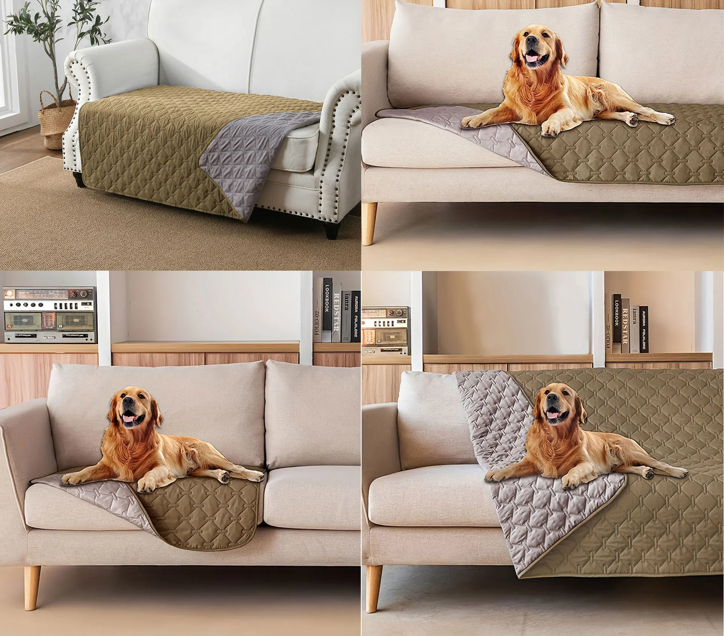 Housse de couchage pour chien réversible 100 % double face, idéale pour protéger canapé, fauteuil et meubles des animaux de compagnie (enfants, chiens et chats).