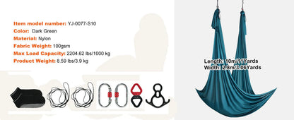 SucceBuy Hamac et balançoire de yoga aérien 8,7/11 yards, kit de démarrage de yoga avec sangle en tissu de soie aérienne, accessoire pour tous les niveaux.