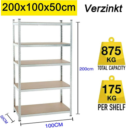 Étagère métallique robuste 5 niveaux réglables — Rack de stockage garage haute capacité