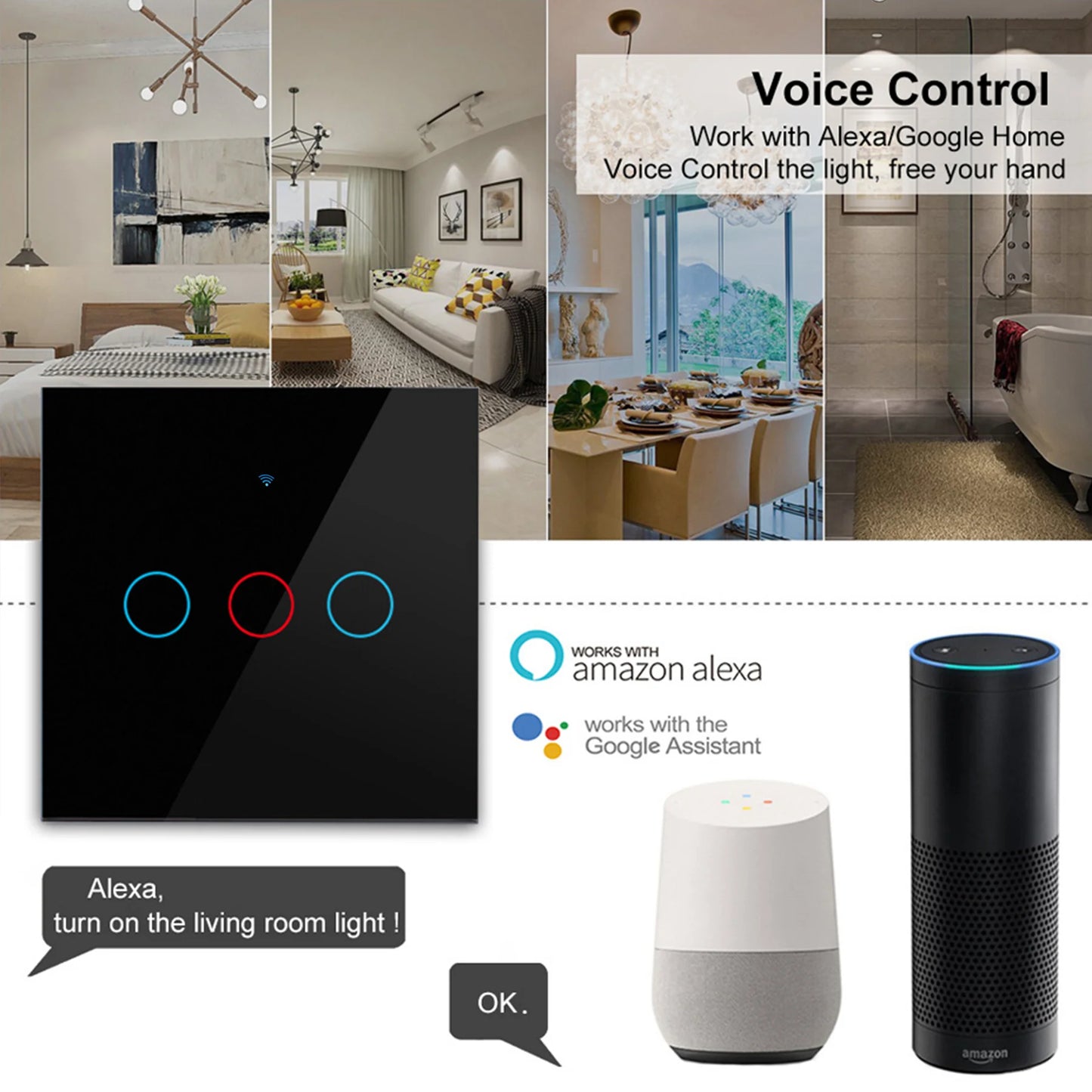 Smart Switch Tuya – contrôle à distance Alexa & Google Home