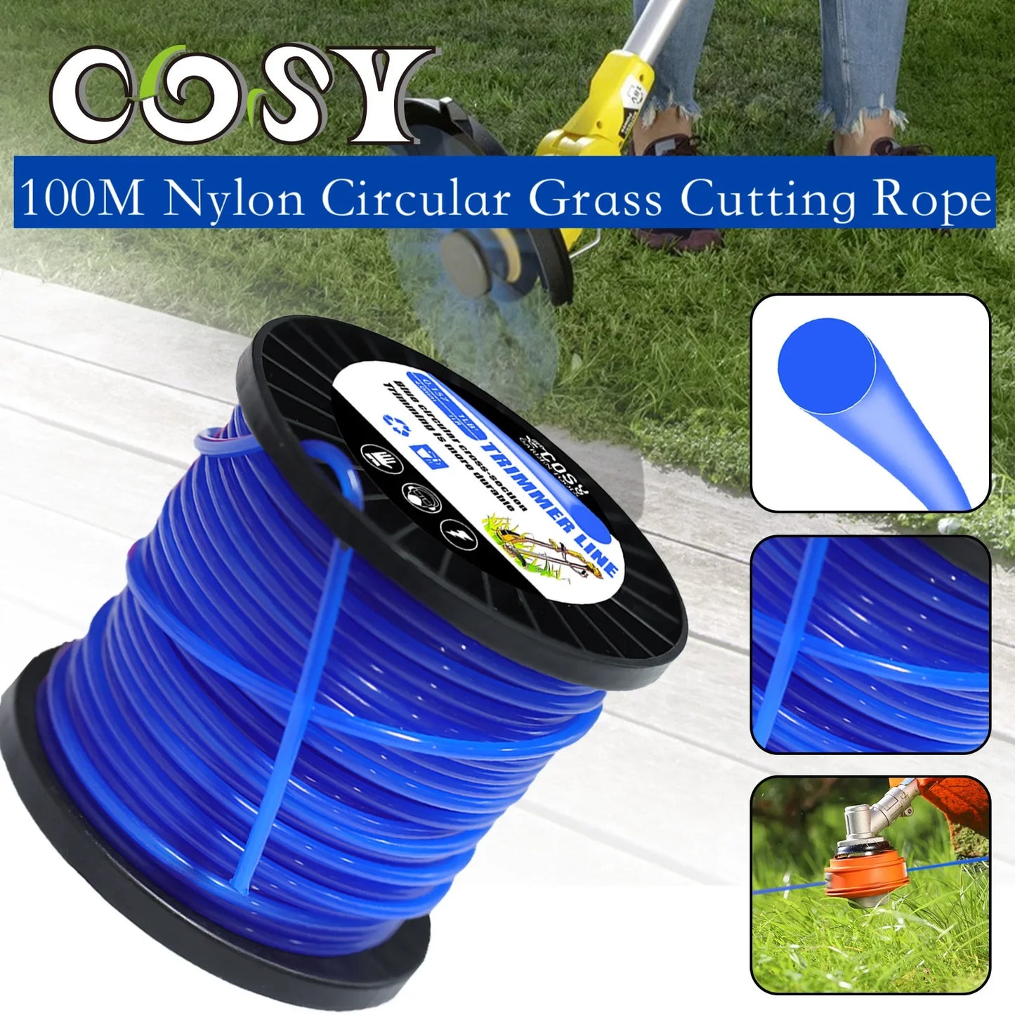 Fil de coupe-bordure nylon 100m.