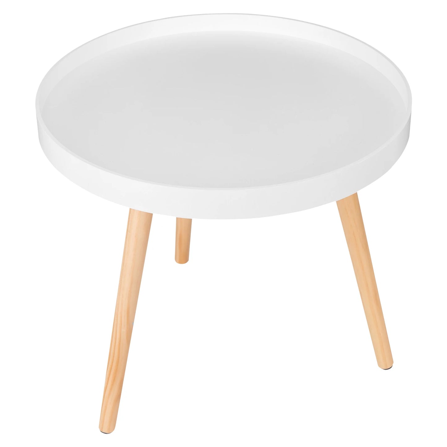 Petite table basse ronde woltu blanche, en bois massif, design scandinave