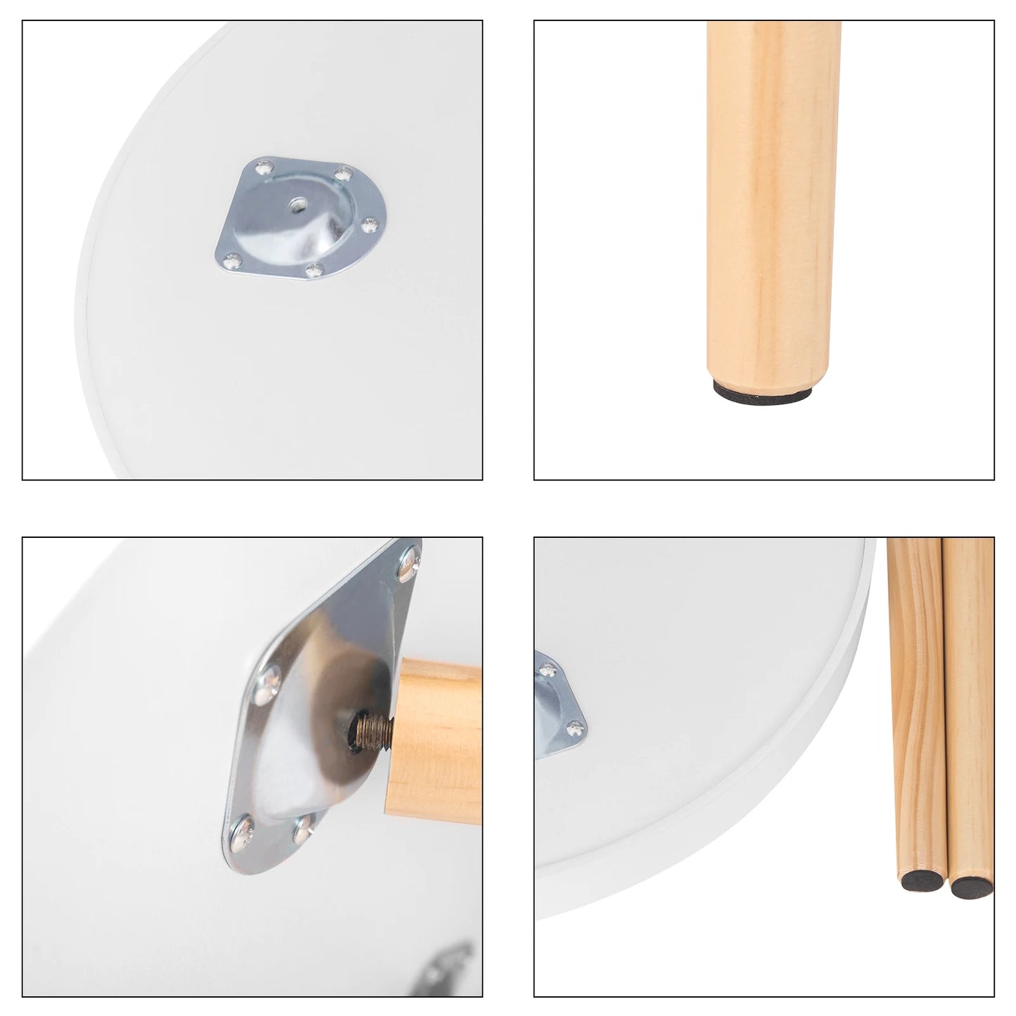 Petite table basse ronde woltu blanche, en bois massif, design scandinave