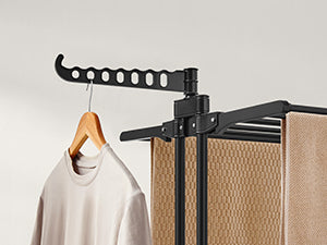 Séchoir à vêtements à 4 niveaux avec roues, pliable, 63,5 x 125,5 x 173 cm, grande capacité, usage intérieur et extérieur, noir