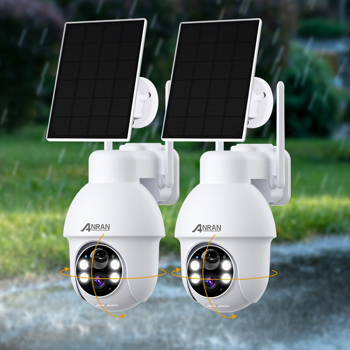 Caméra de surveillance HD 1296p solaire — Vision nocturne, détection de mouvement et rotation PTZ