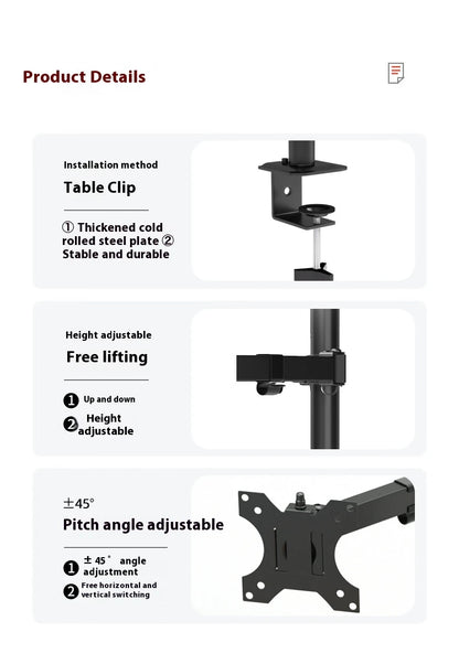 Support double écrans à double bras MS02N, rotation à 360° pour télévision ou écrans d'ordinateur de bureau de 10 à 30 pouces, hauteur réglable
