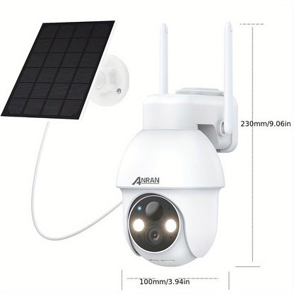 Caméra de surveillance HD 1296p solaire — Vision nocturne, détection de mouvement et rotation PTZ