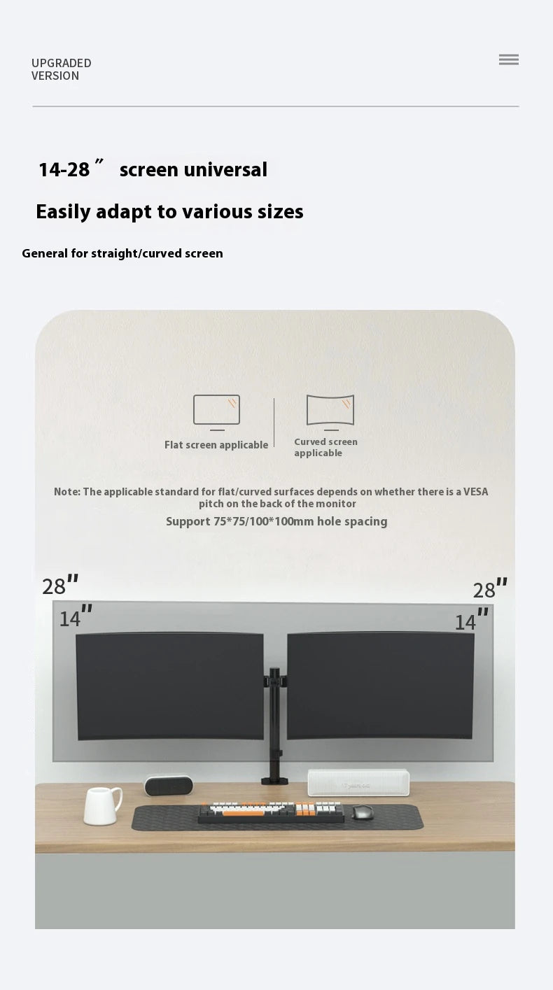 Support double écrans à double bras MS02N, rotation à 360° pour télévision ou écrans d'ordinateur de bureau de 10 à 30 pouces, hauteur réglable
