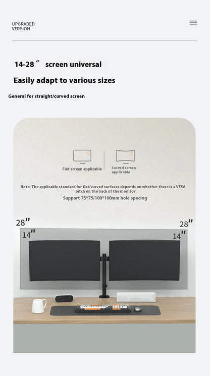 Support double écrans à double bras MS02N, rotation à 360° pour télévision ou écrans d'ordinateur de bureau de 10 à 30 pouces, hauteur réglable