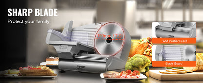 Trancheuse à viande électrique SucceBuy, lame et protège-lame en acier inoxydable SUS 420, épaisseur réglable pour usage maison.